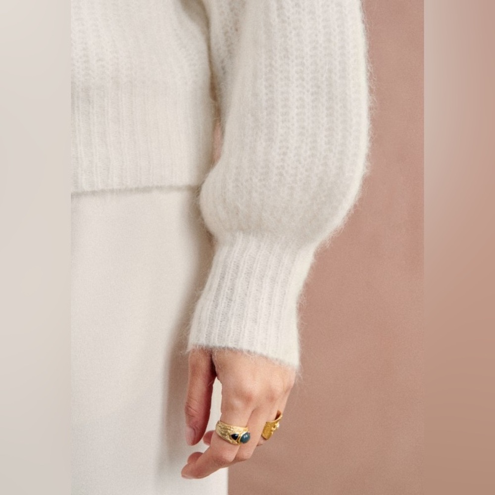 Sezane Micky Jumper Button Cream Sweater Large - Picture 3 of 9